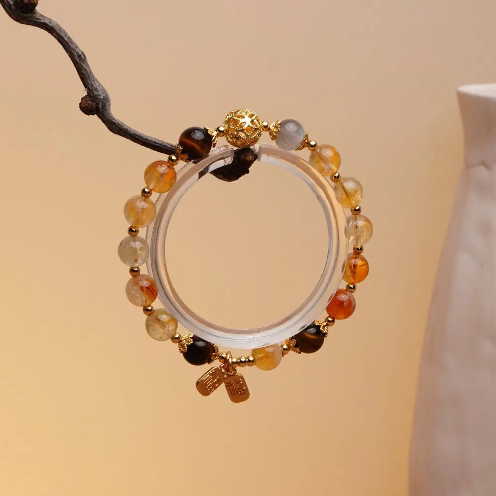 The "Golden Vitality" Bracelet - Authentic Citrine & Tiger’s Eye for Prosperity - ZANYÉ