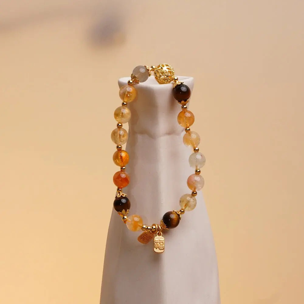 The "Golden Vitality" Bracelet - Authentic Citrine & Tiger’s Eye for Prosperity - ZANYÉ